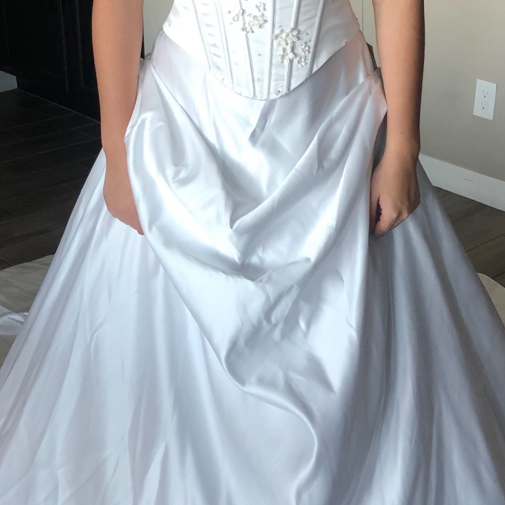 White Satin Ball Gown Dress